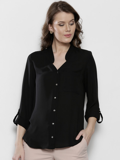 

DOROTHY PERKINS Women Black Regular Fit Solid Casual Shirt