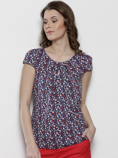 

DOROTHY PERKINS Women Blue & White Printed Top