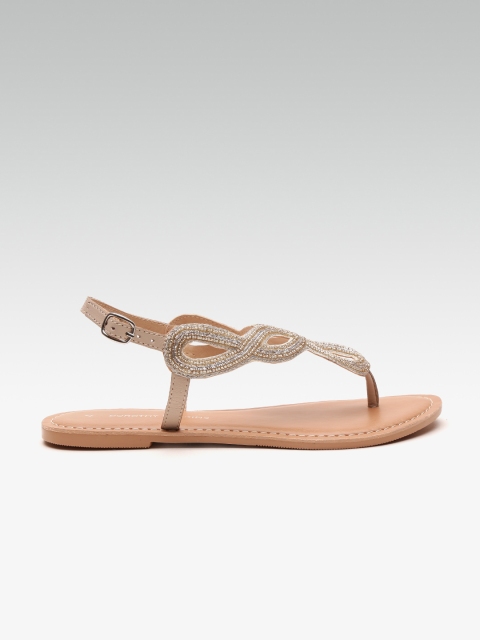 

DOROTHY PERKINS Women Beige Embellished Open Toe Flats