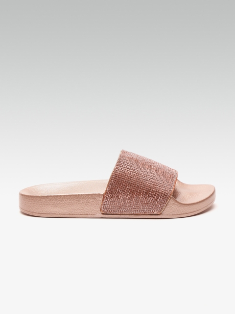 

DOROTHY PERKINS Women Rose Gold-Toned Embellished Open Toe Flats