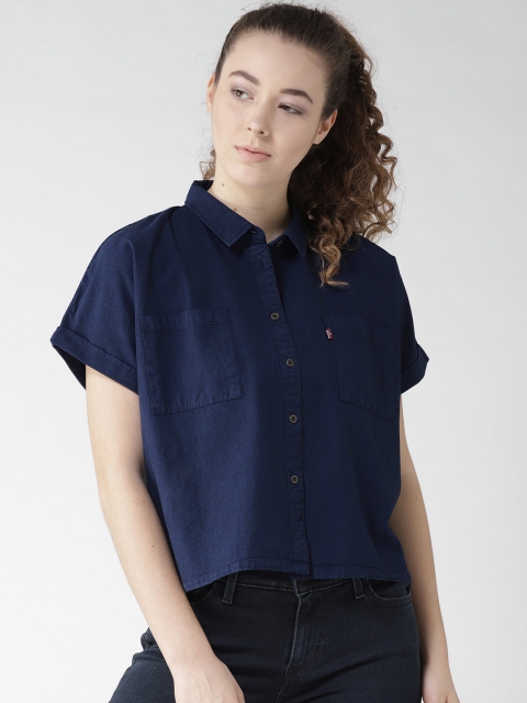 

Levis Women Navy Blue Regular Fit Solid Casual Shirt