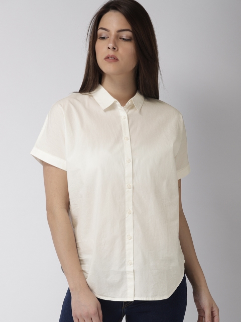 

Levis Women Off-White Regular Fit Solid Casual Shirt