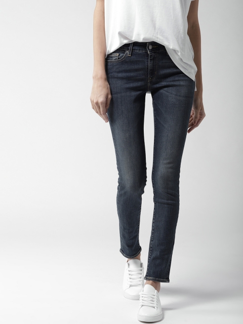 

Levis Women Navy 711 Skinny Fit Mid-Rise Clean Look Stretchable Jeans, Navy blue
