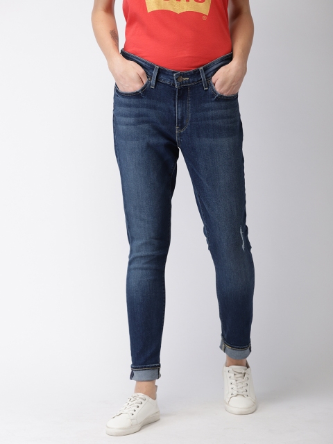 

Levis Women Blue Skinny Fit Mid-Rise Low Distress Stretchable Jeans 711