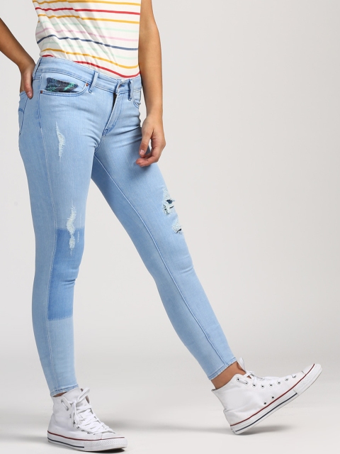 

Levis Women Blue 711 Skinny Fit Mid-Rise Mildly Distressed Jeans