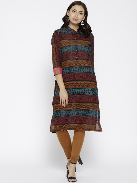

Jashn Women Multicoloured Printed Straight Kurta, Multi