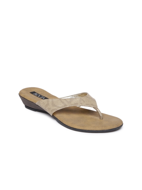 

Rocia Women Muted Gold-Toned & Beige Printed Heels