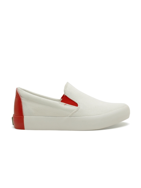 

United Colors of Benetton Men Off-White Slip-On Sneakers