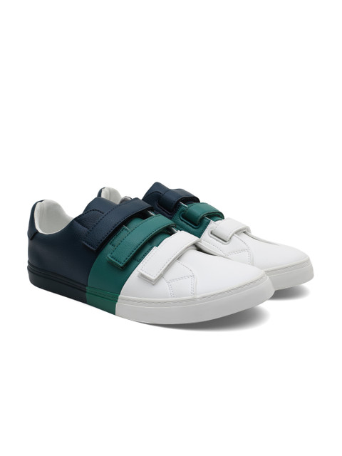 

United Colors of Benetton Men Navy Blue & Green Colourblocked Sneakers