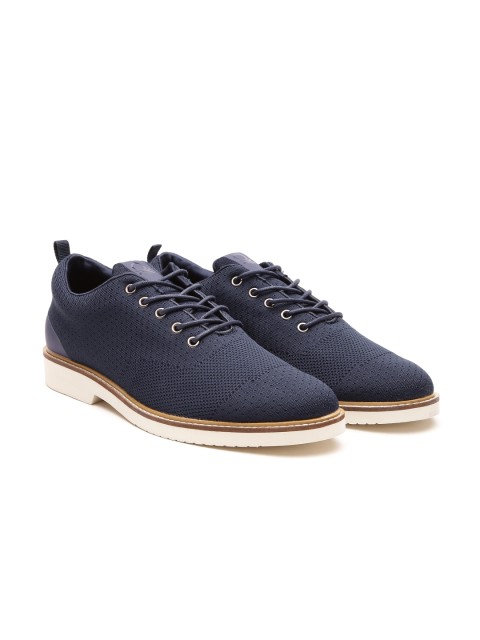 

United Colors of Benetton Men Navy Blue Patterned Oxfords