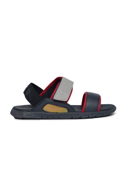 

United Colors of Benetton Men Navy Blue & Grey Sports Sandals
