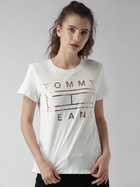 

Tommy Hilfiger Women White Printed Round Neck T-shirt