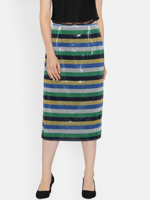 

Tommy Hilfiger Multicoloured Striped Sequined Pencil Skirt, Multi