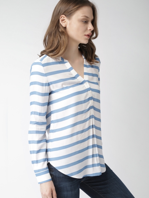 

Tommy Hilfiger Women Blue & White Striped Top