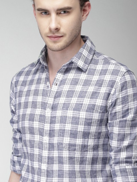

Harvard Men Blue & Grey Slim Fit Checked Casual Shirt