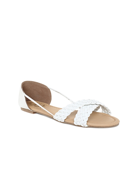

Zebba Women White Braided Open Toe Flats