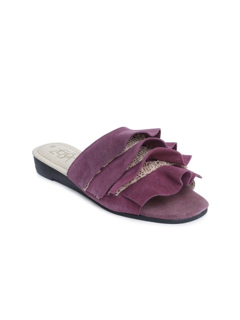 

Zebba Women Purple Solid Suede Open Toe Flats