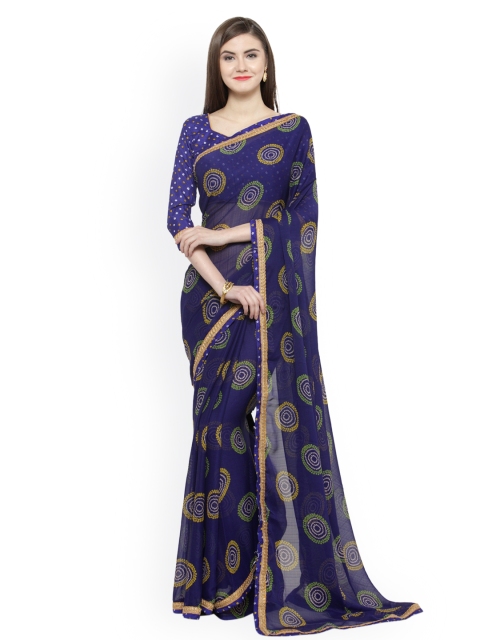 

Shaily Blue Printed Pure Chiffon Saree