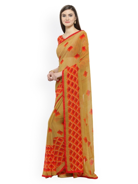

Shaily Beige Printed Pure Georgette Saree