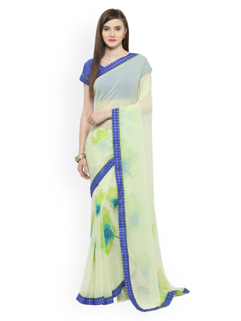 

Shaily Green Printed Pure Georgette Saree