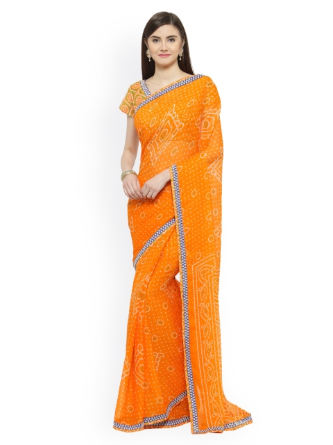 

Shaily Orange Printed Pure Chiffon Saree