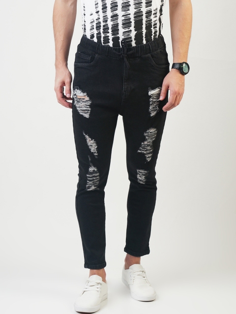 

Blue Saint Men Black Slim Fit Mid-Rise Highly Distressed Jeans