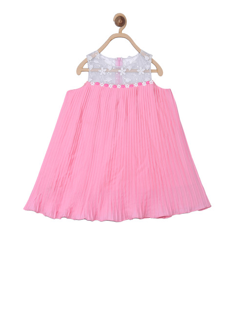 

A Little Fable Girls Pink Solid Fit and Flare Dress