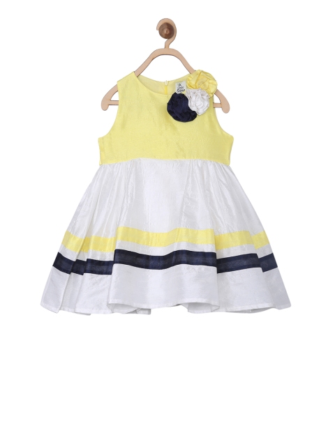 

A Little Fable Girls Yellow Solid Fit and Flare Dress