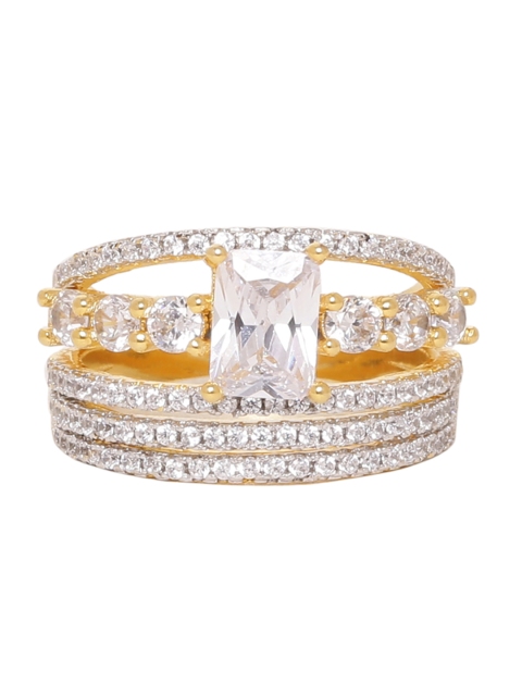 

Voylla Gold Toned CZ Studded Ring