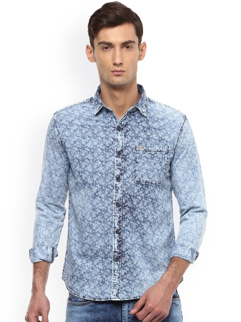 

People Men Blue Regular Fit Printed Casual Shirt