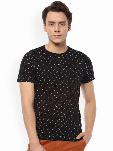

People Men Black Printed Round Neck T-shirt