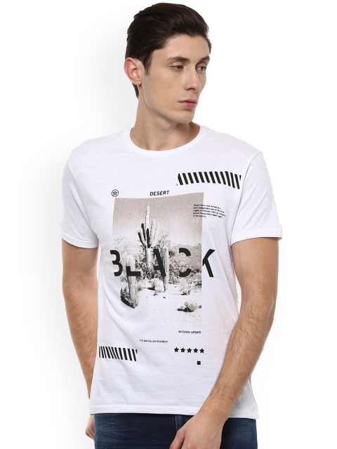 

People Men White Printed Round Neck T-shirt