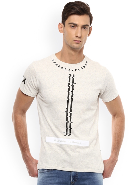 

People Men Off-White Printed Round Neck T-shirt