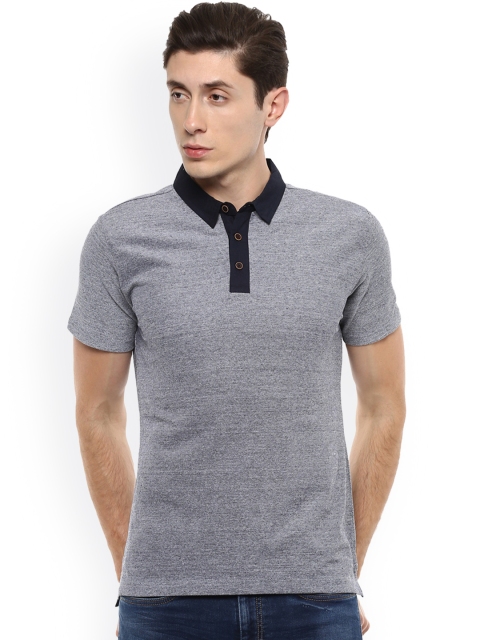 

People Men Blue & black Solid Polo Collar T-shirt
