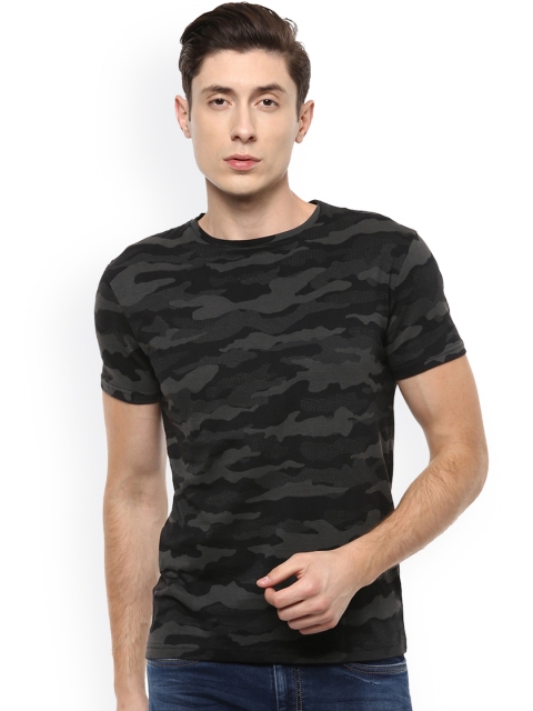 

People Men Black Printed Round Neck T-shirt