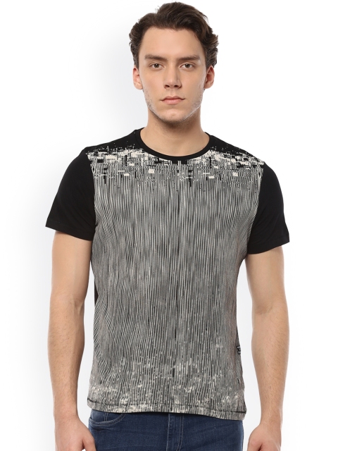 

People Men Black & White Striped Round Neck T-shirt