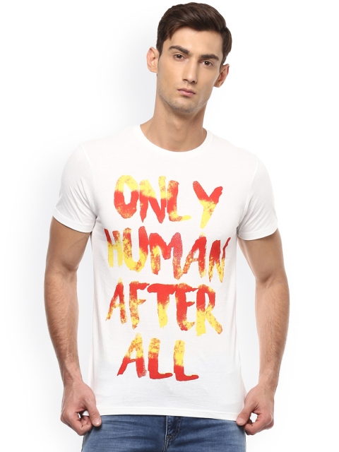 

People Men White Printed Round Neck T-shirt