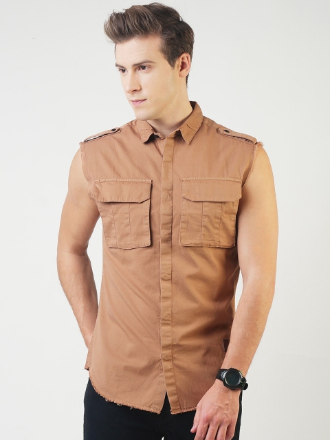 

Blue Saint Men Brown Smart Slim Fit Solid Casual Shirt