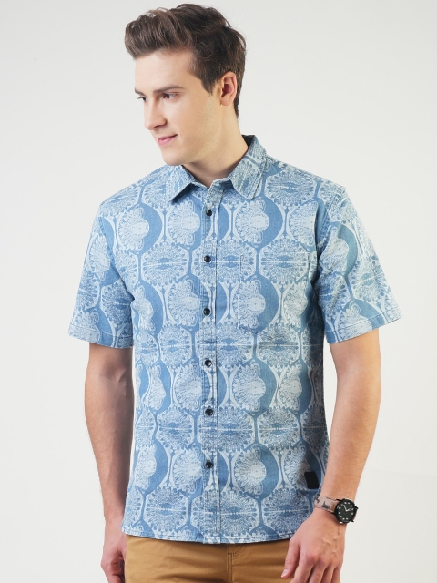 

Blue Saint Men Blue Smart Slim Fit Printed Casual Shirt
