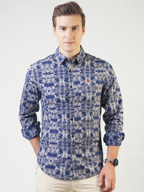 

Blue Saint Men Blue Smart Slim Fit Printed Casual Shirt