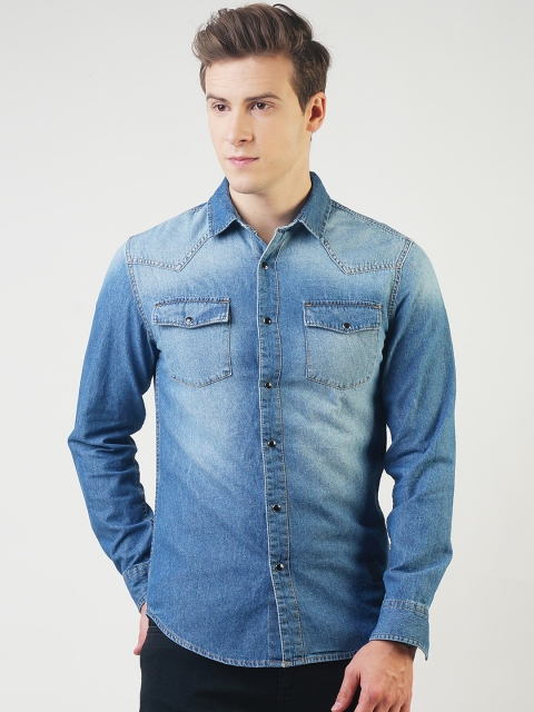 

Blue Saint Men Blue Smart Slim Fit Faded Casual Shirt