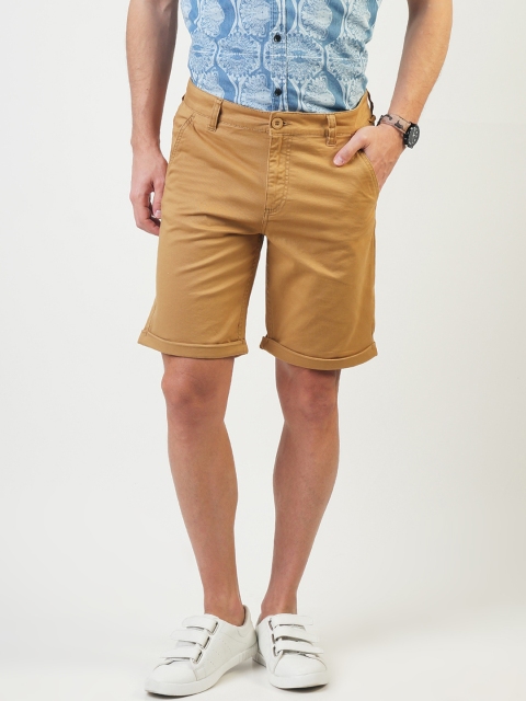 

Blue Saint Men Khaki Solid Slim Fit Chino Shorts