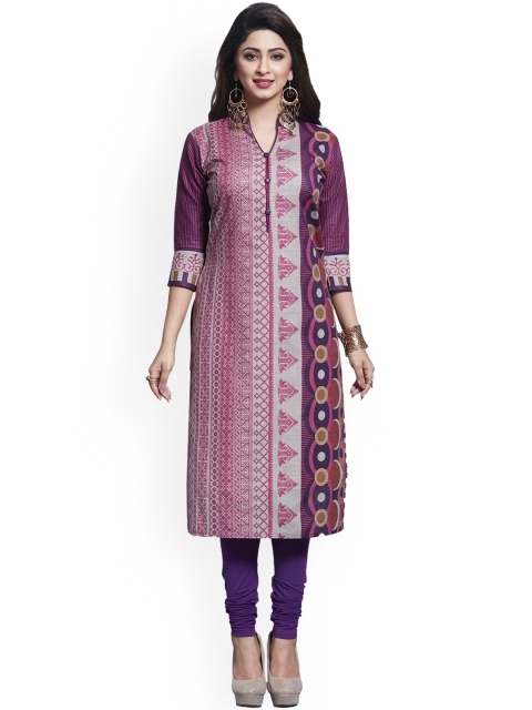 

Ishin Women Purple Printed A-Line Kurta