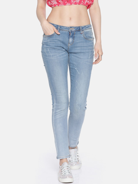

Lee Cooper Women Blue Slim Fit Low-Rise Low Distress Stretchable Jeans