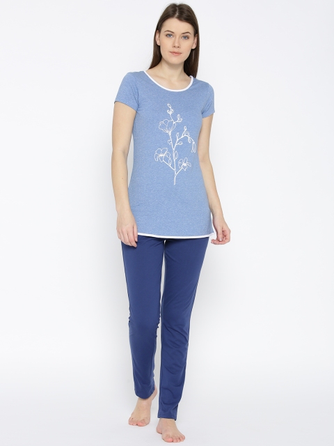 

Sweet Dreams Women Blue Printed Night Suit