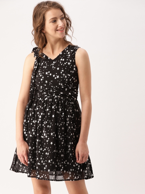 

DressBerry Women Black Printed A-Line Dress