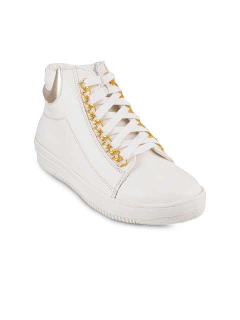 

Metro Women White Solid Synthetic Mid-Top Sneakers