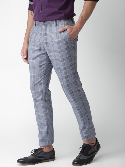 

INVICTUS Men Blue Regular Fit Checked Formal Trousers