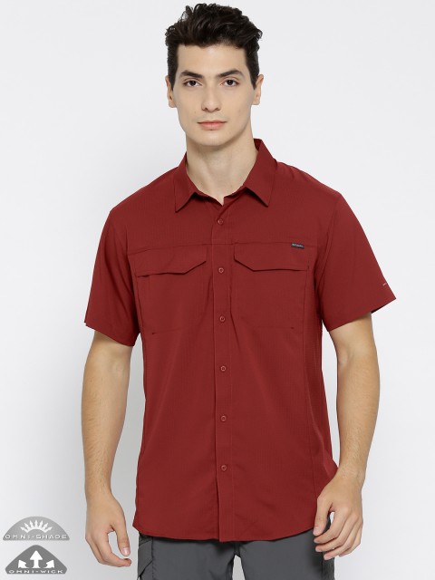 

Columbia Men Rust Red Silver Ridge Lite UV Protect Outdoor Casual Shirt