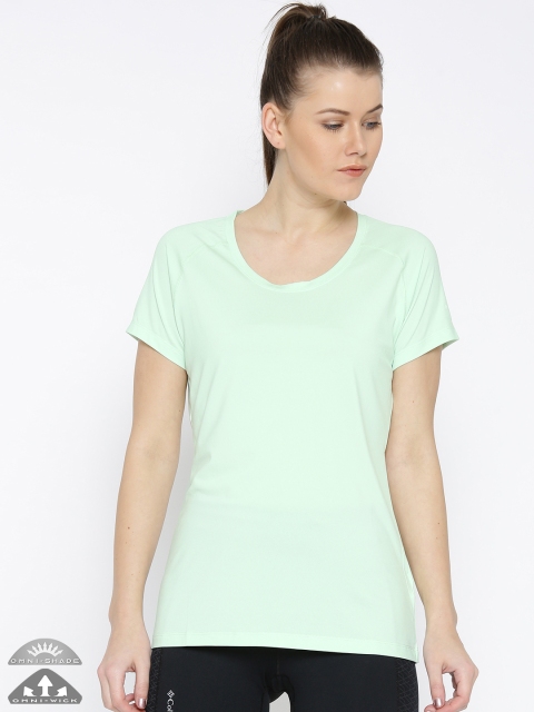 

Columbia Women Green Solid Tuk Mountain UV Protect Hiking T-shirt